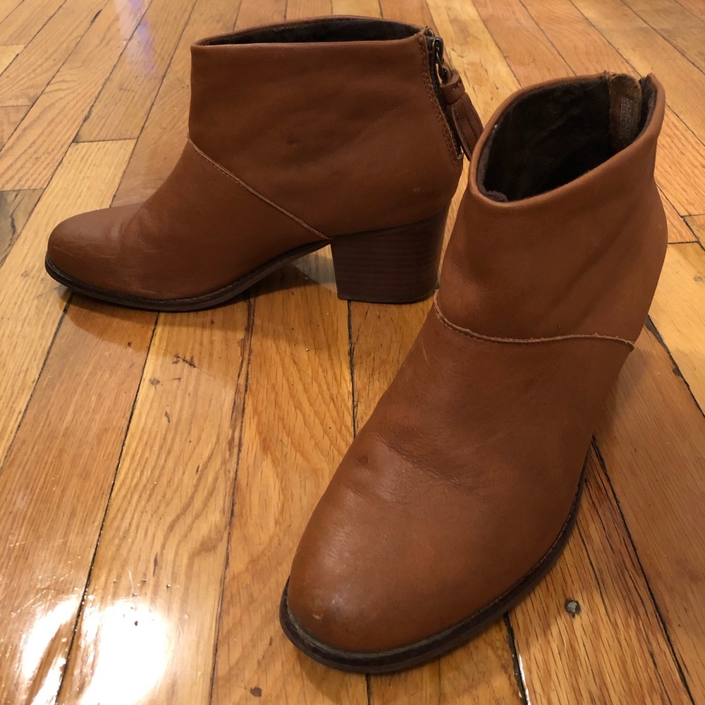 TOMS brown booties with tassel
